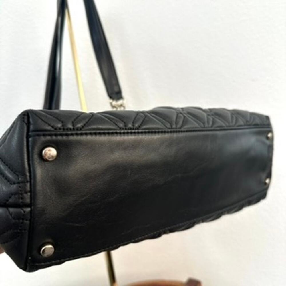 KATE SPADE WHITAKER PLACE ELENA QUILTED BLACK LEATHER BAG GOLD CHAIN GLAM - Picture 7 of 8